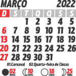 Calendário 2022 Março com Feriados e Fases da Lua