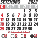 Calendário 2022 Setembro com Feriados e Fases da Lua