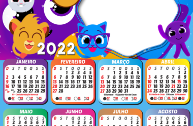 Calendário 2020 Infantil em PNG para Montagem de Fotos