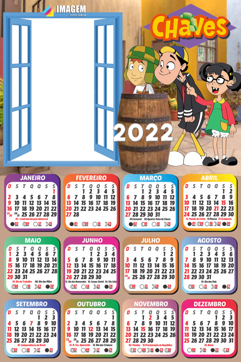 Calendário 2022 Infantil PNG para Montagem de Fotos | Imagem Legal