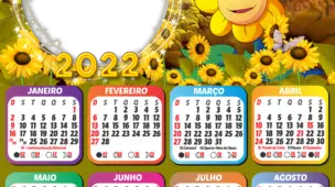 Calendário 2022 Girassol Moldura PNG para Fotos | Imagem Legal