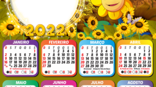 Calendário 2022 Girassol Moldura PNG para Fotos | Imagem Legal