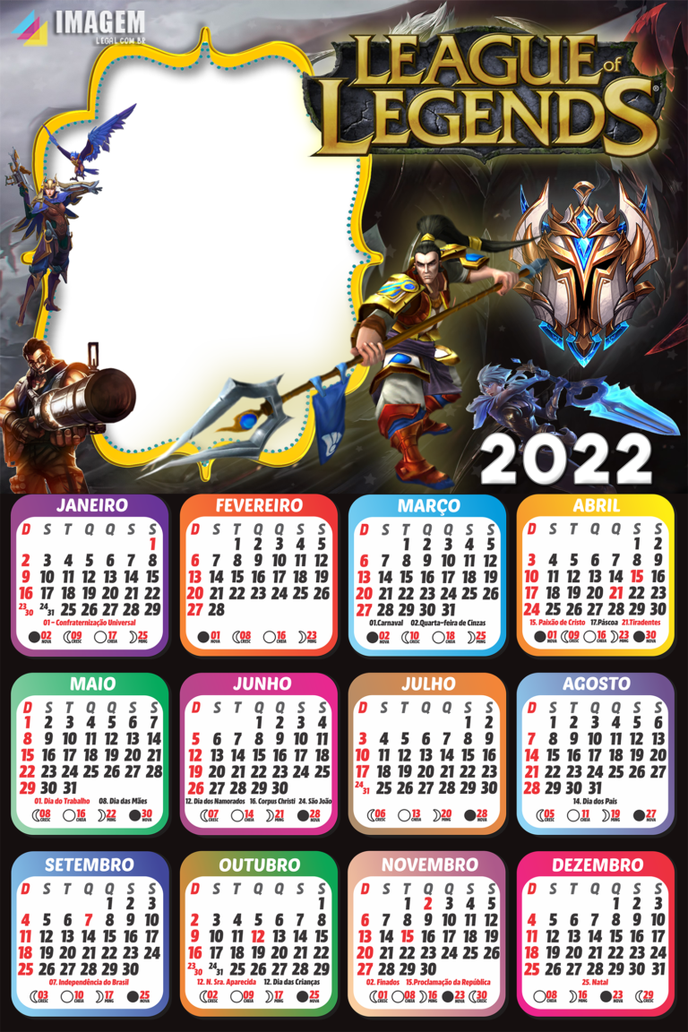 Calendário 2022 League Of Legends Foto Montagem Gratis - Imagem Legal