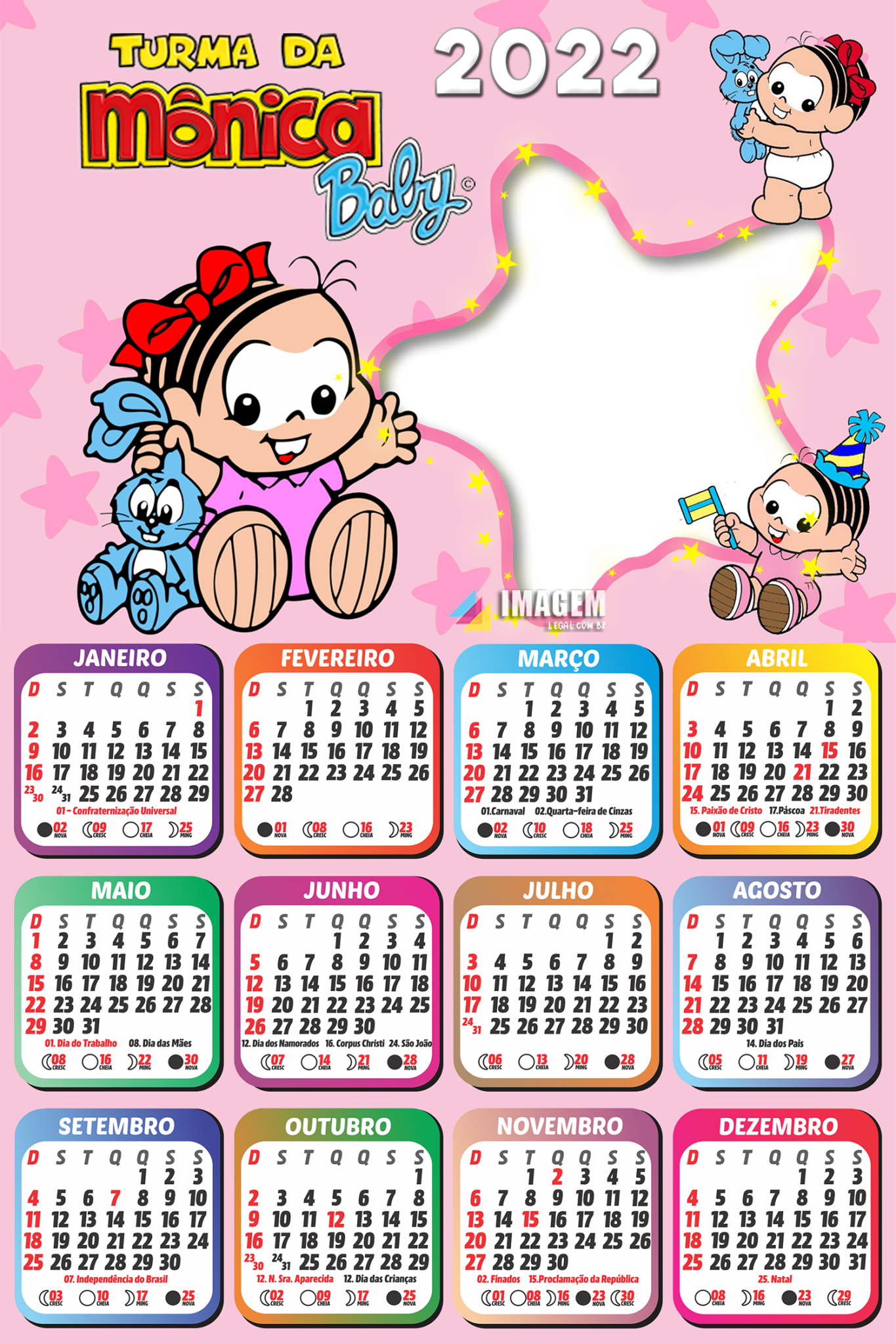 Calendário 2022 Mônica Baby Moldura Png Para Colar Foto Imagem Legal