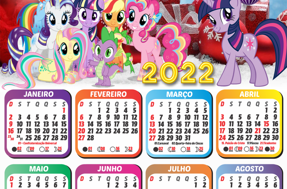 Calendário 2022 Moldura Feliz Natal My Little Pony PNG - Imagem Legal