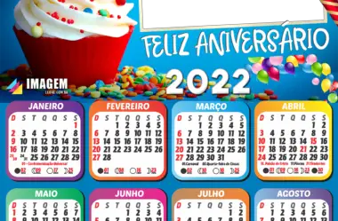 Calendário 2022 de Feliz Aniversário Mensagem com Foto