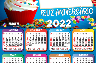 Calendário 2022 de Feliz Aniversário Mensagem com Foto