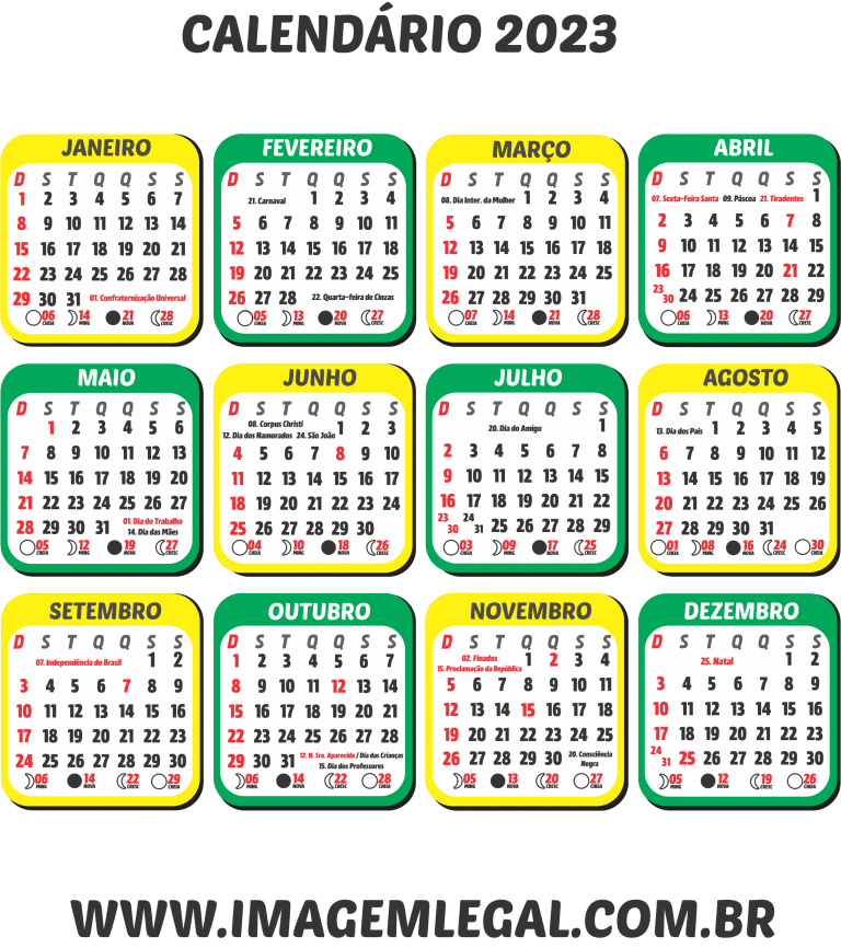 Calendário 2023 Grátis Para Baixar Em Png Imagem Legal