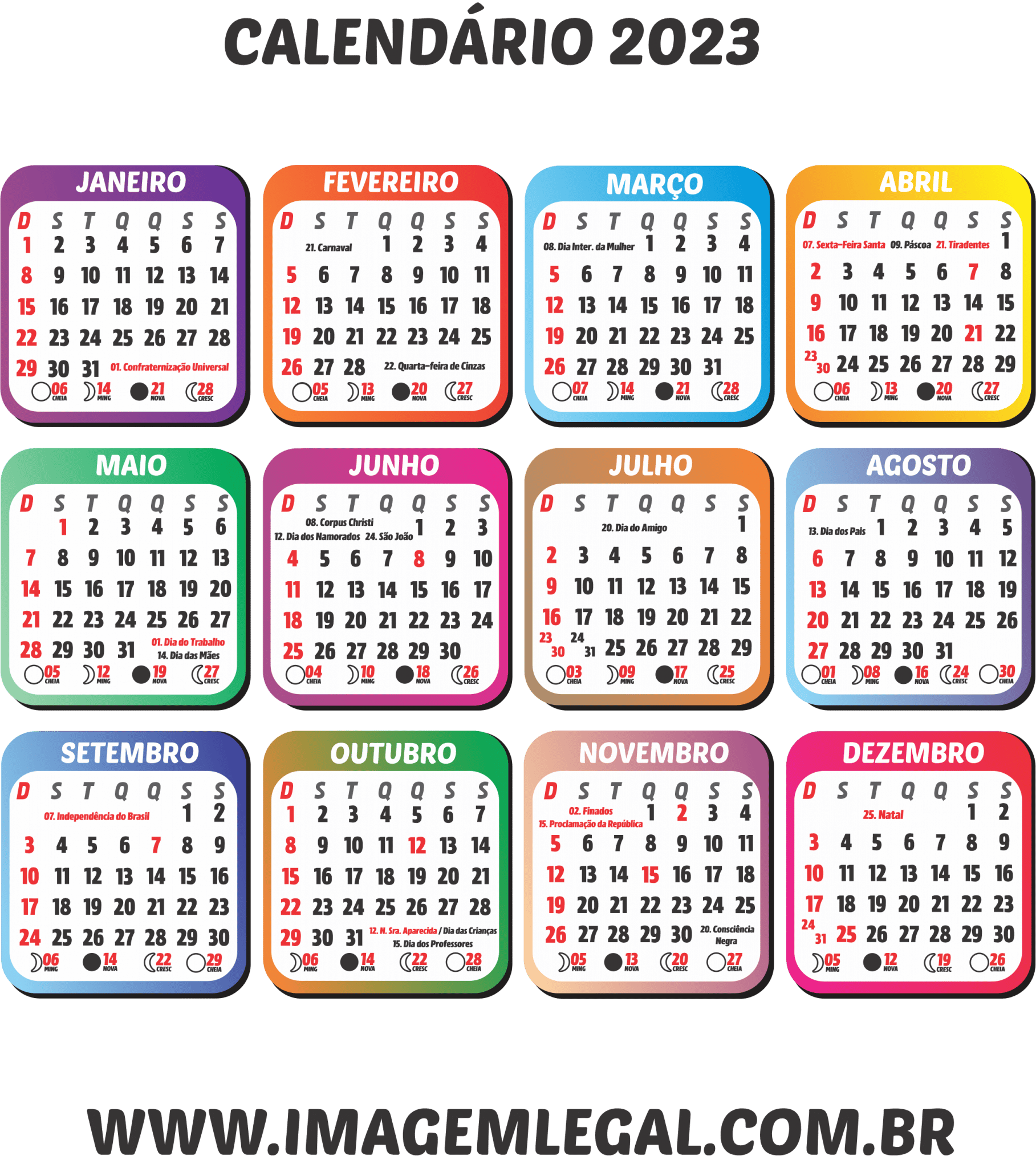 Calendário 2023 Grátis Para Baixar Em Png Imagem Legal