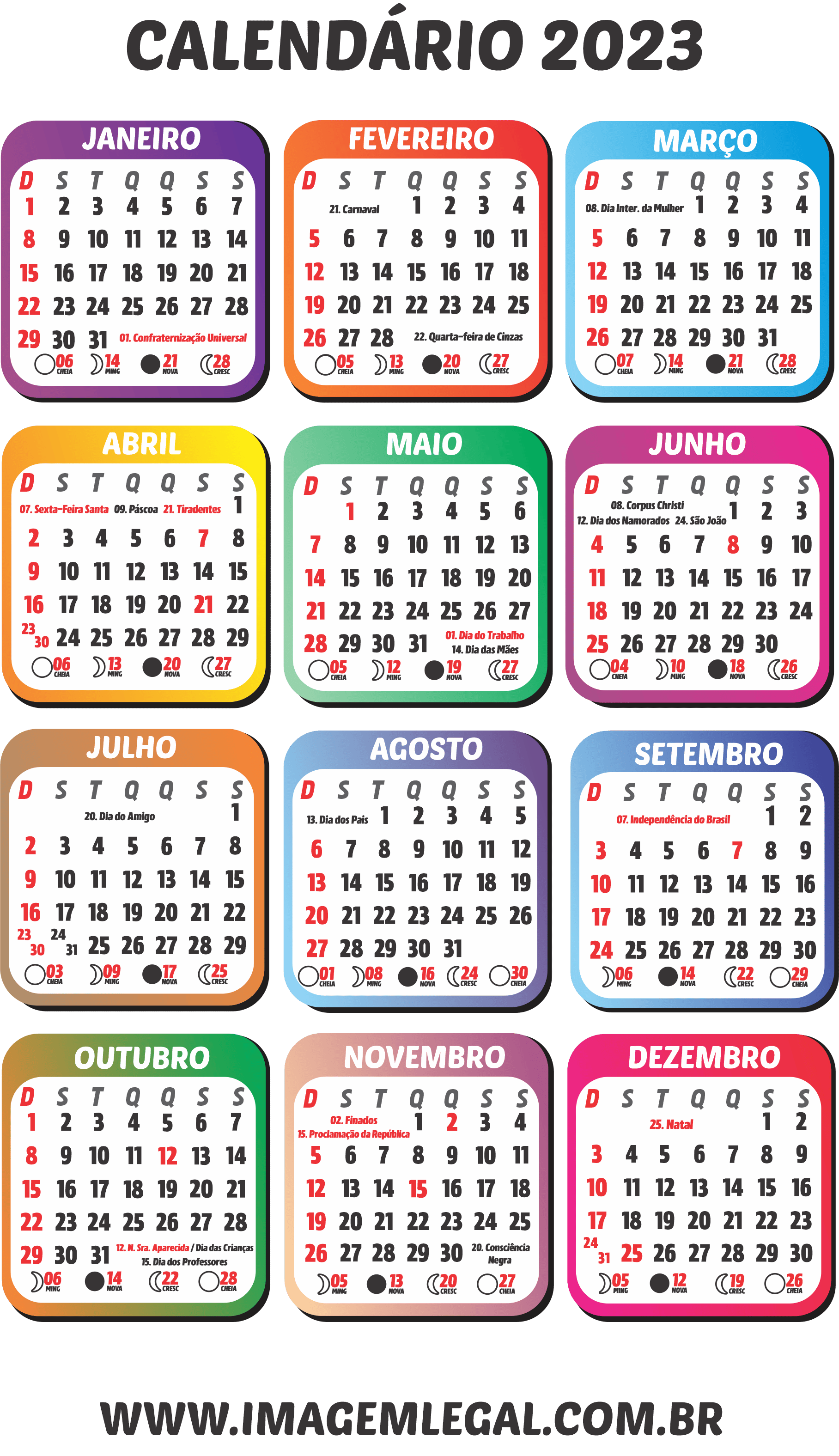 Calendário 2023 Grátis para Baixar em PNG - Imagem Legal