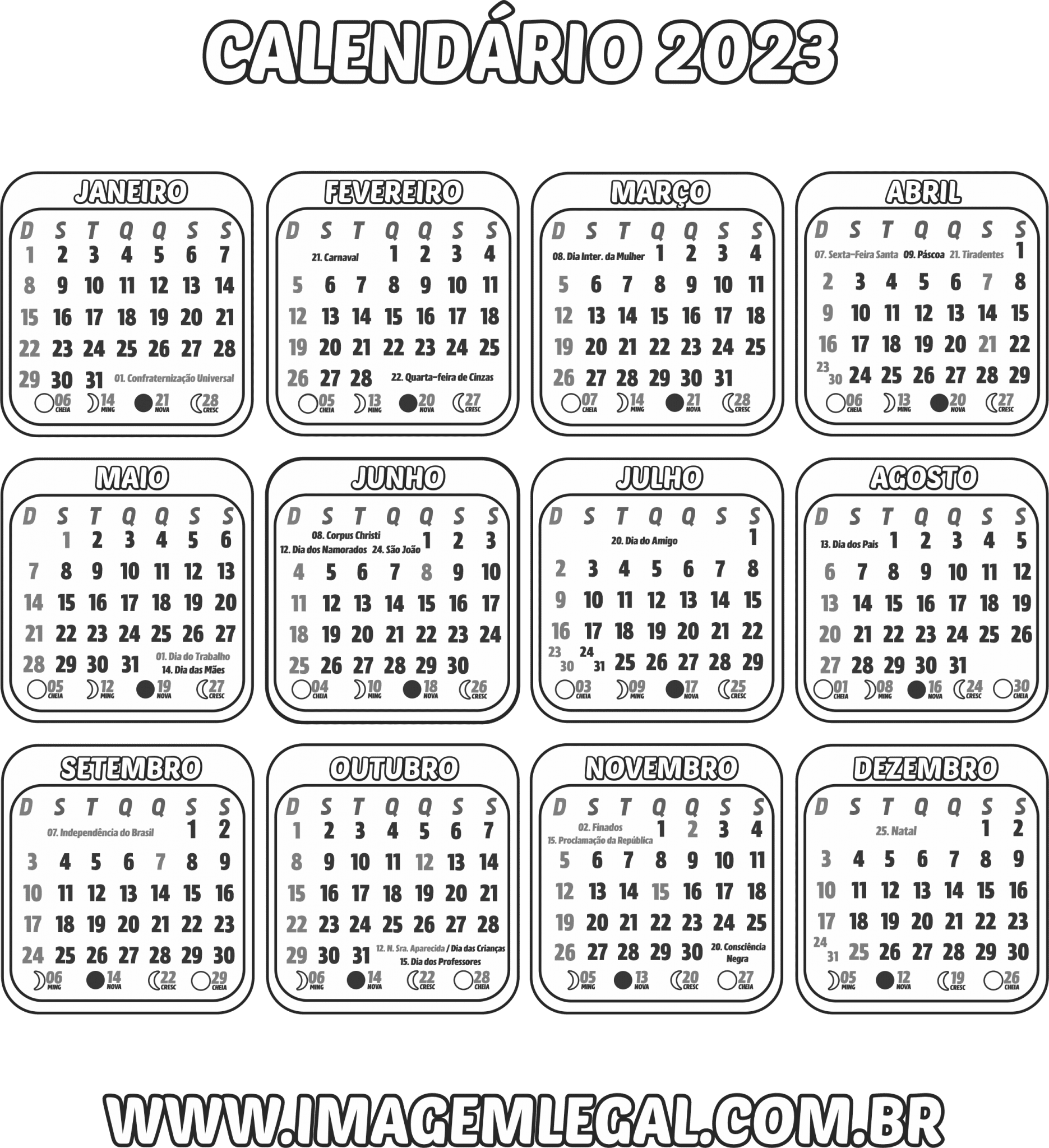 Calendário 2023 Grátis Para Baixar Em Png Imagem Legal