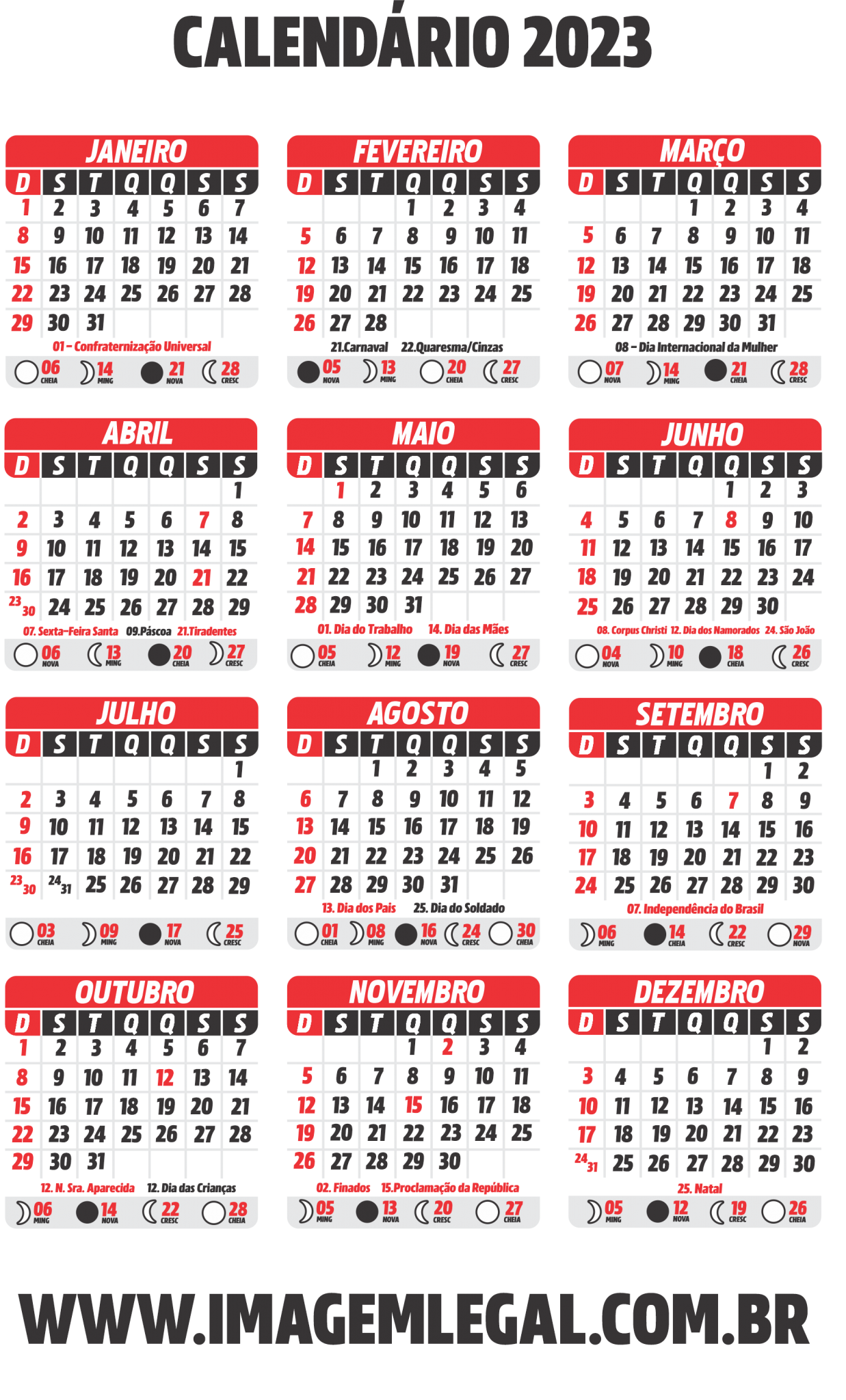 Calendário Para Imprimir 2023 Imagem Legal