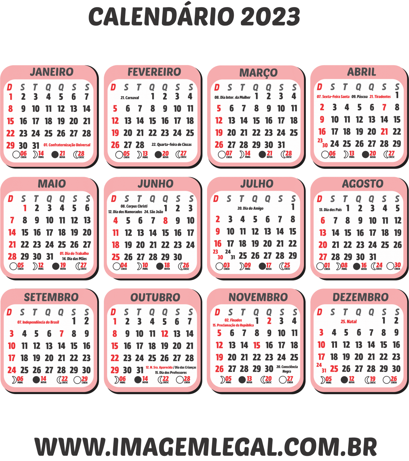 Calendário 2023 Grátis Para Baixar Em Png Imagem Legal