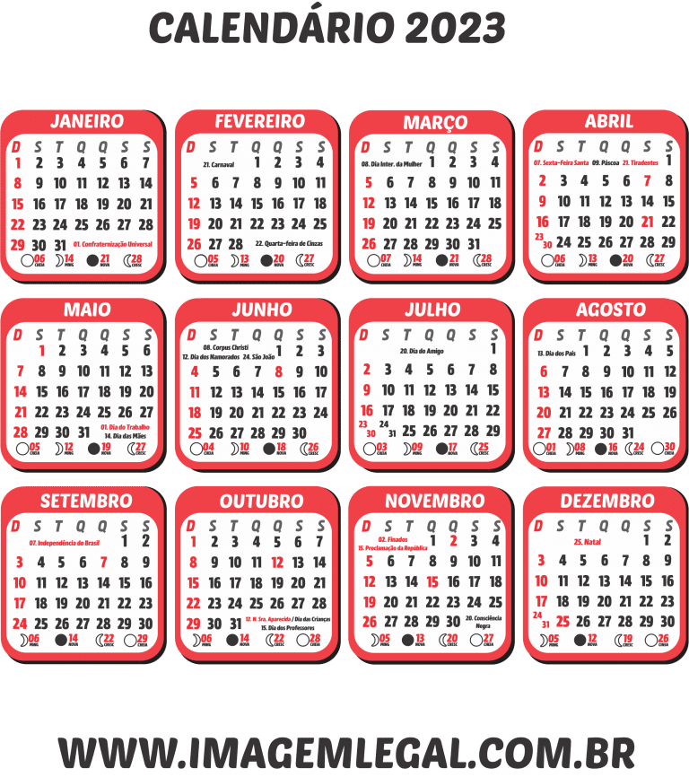 Calendário 2023 Grátis Para Baixar Em Png Imagem Legal