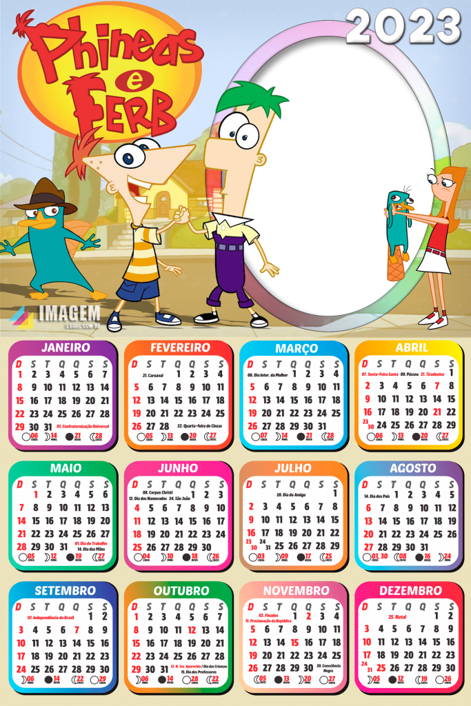 Colagem De Foto Gr tis Calend rio 2023 Phineas E Ferb Imagem Legal