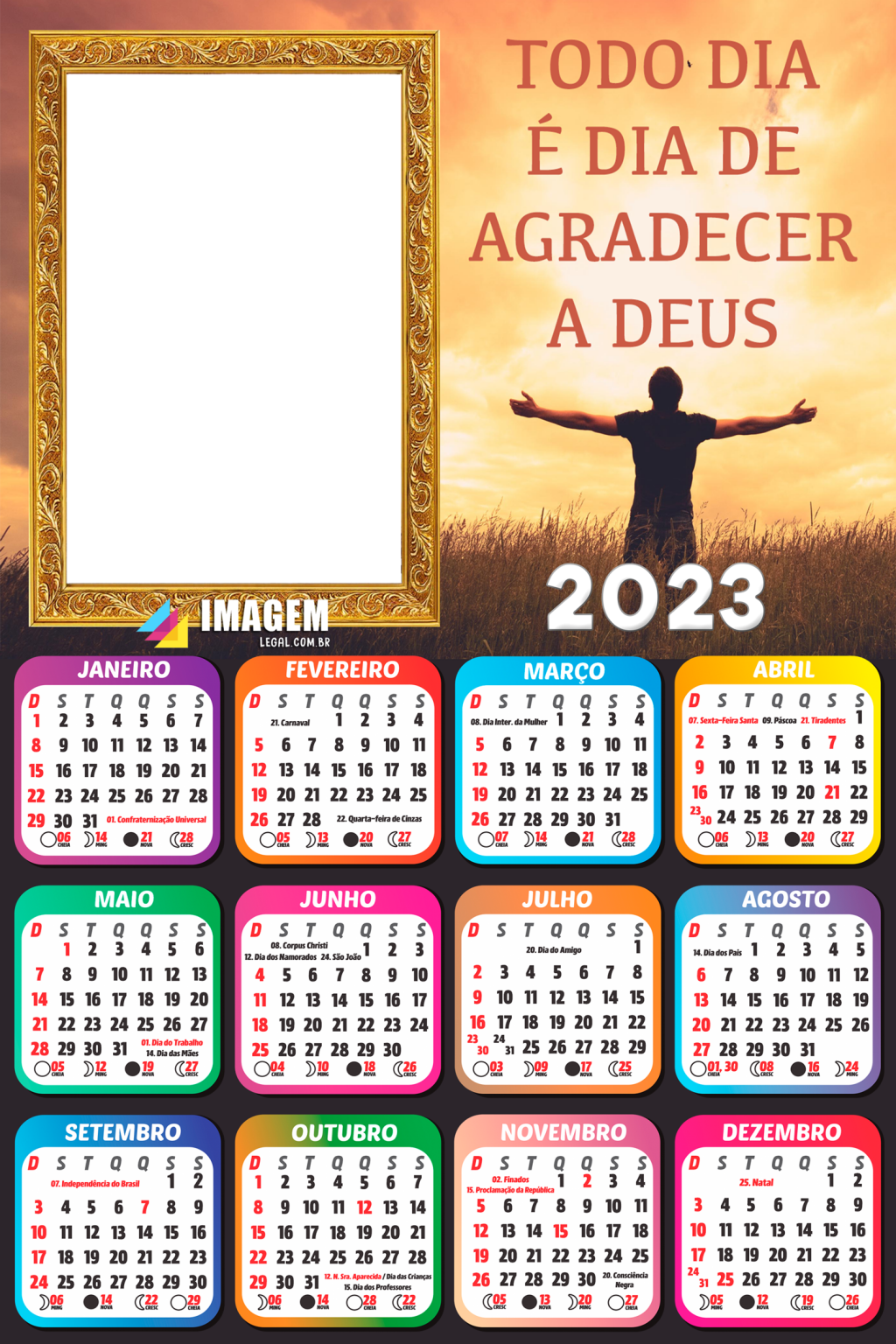 Calendário 2023 Religiosos Em Png Para Foto Moldura Grátis Imagem Legal