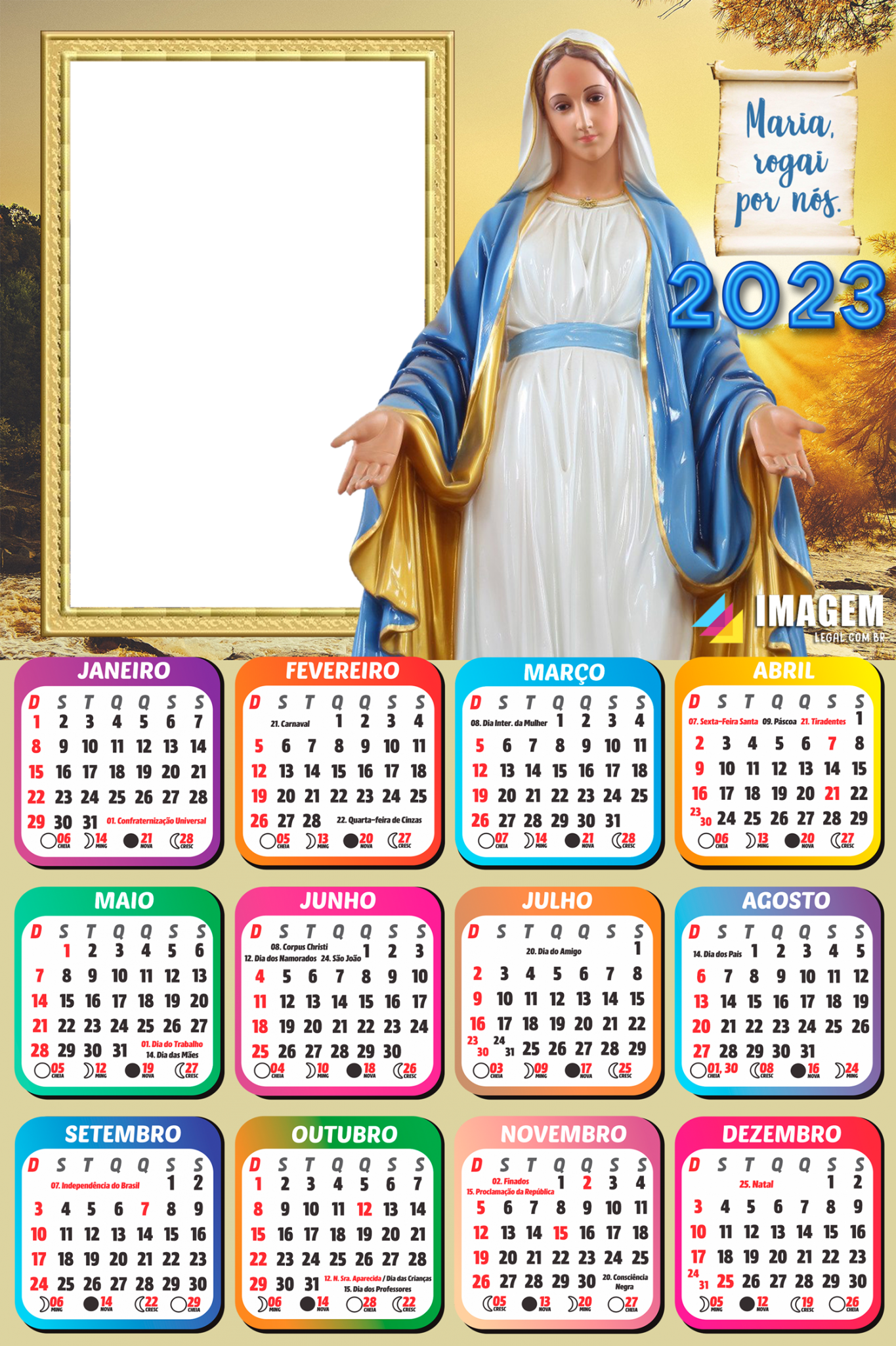 Calendário 2023 Roblox Game Moldura com Mensagem - Imagem