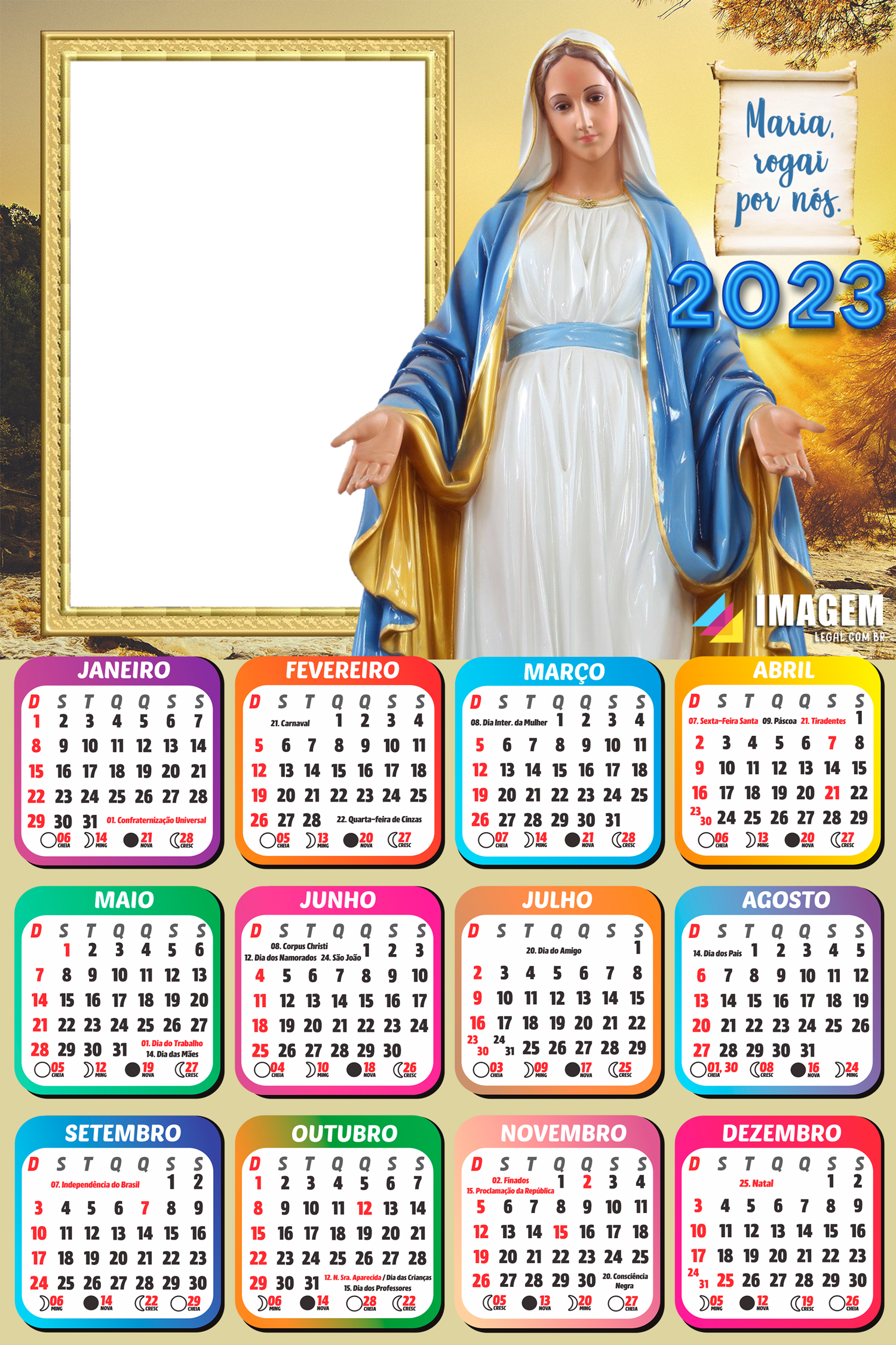 Calendário 2023 Roblox Game Moldura com Mensagem - Imagem Legal