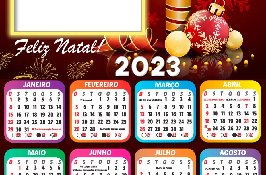 Moldura PNG Monta Foto Calendário 2023 Feliz Natal Abeçoado Ano Novo -  Imagem Legal
