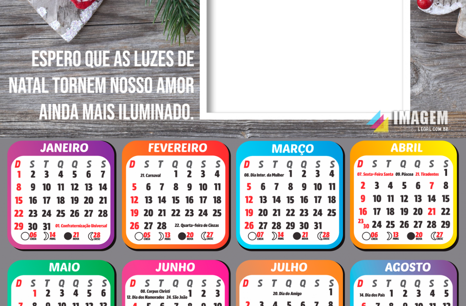 Calendário 2023 Tenha um Feliz Natal com muito amor e afeto, para criar  foto moldura em PNG, faça você me…