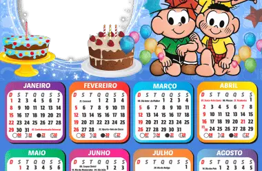 Calendário 2023 de Feliz Aniversário Moldura PNG para Montagem