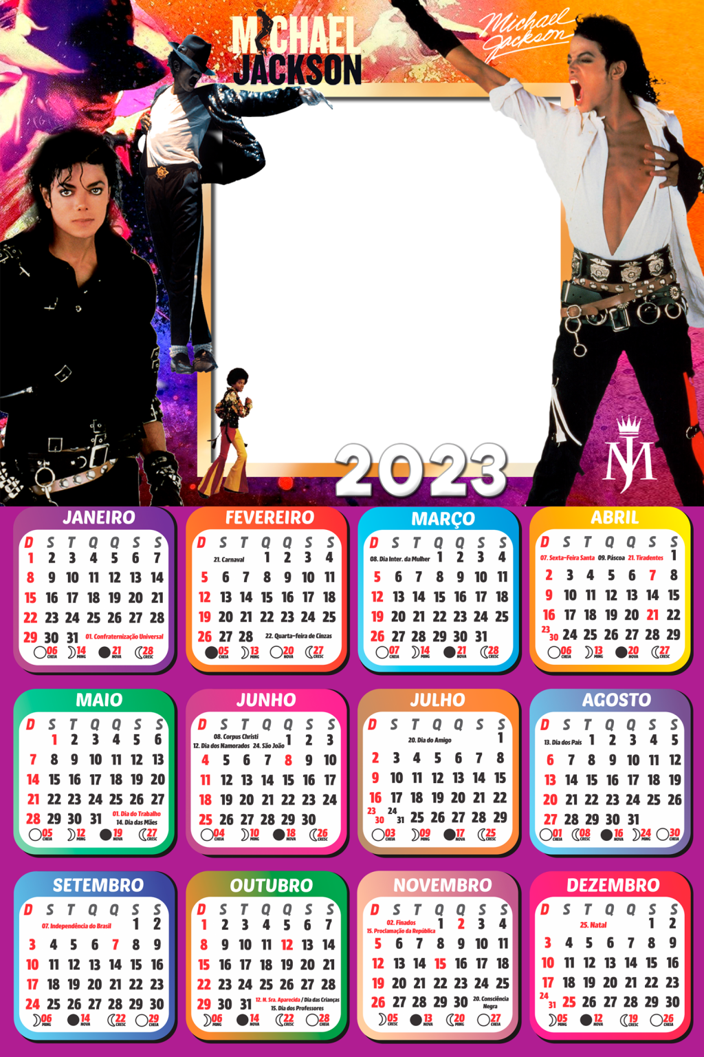 Calend rio 2023 Michael Jackson PNG Moldura Imagem Legal