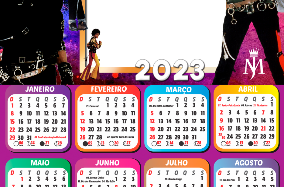 Calend rio 2023 Michael Jackson PNG Moldura Imagem Legal