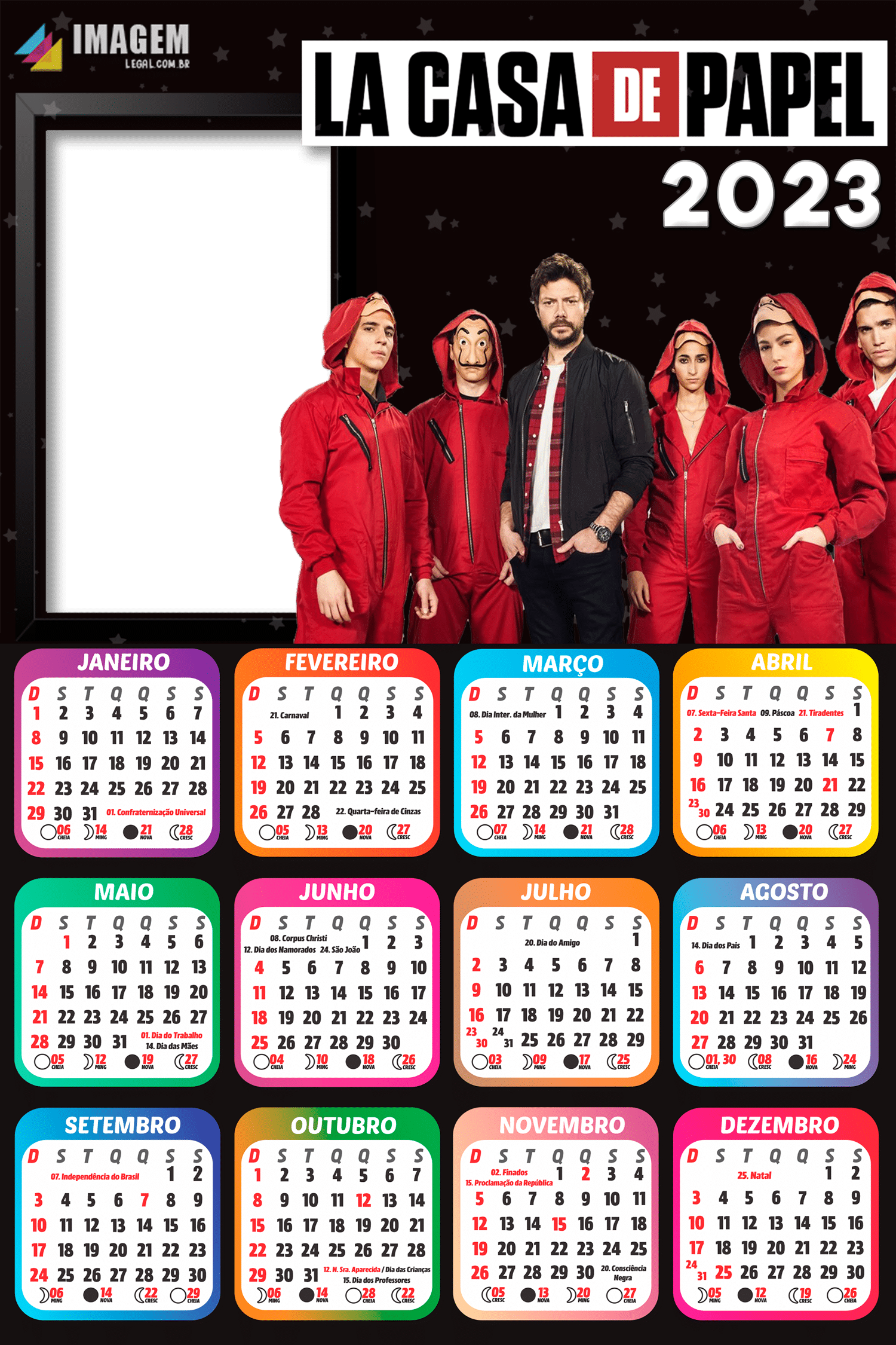 Casa De Papel 2023 Calendário 2023 La Casa de Papel PNG - Imagem Legal