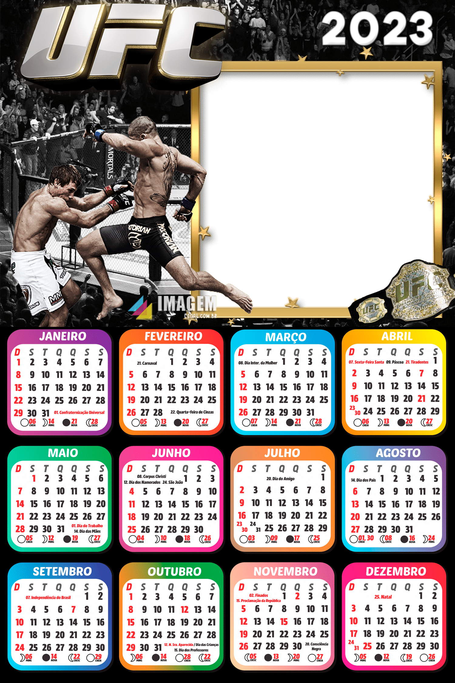 Calendário 2023 UFC PNG Imagem Legal
