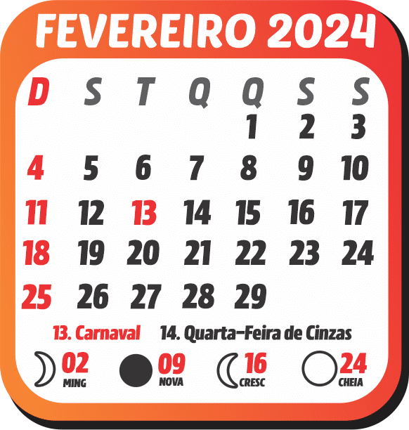 Fevereiro 2024 Calendário - Imagem Legal