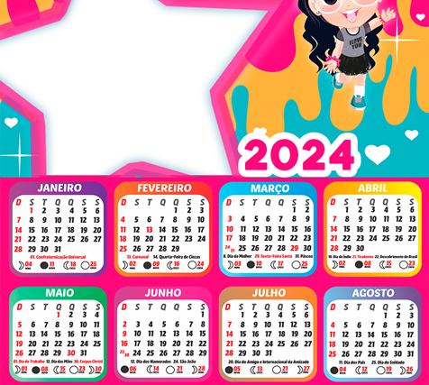 Calendário 2024 Luluca PNG Colagem de Foto - Imagem Legal