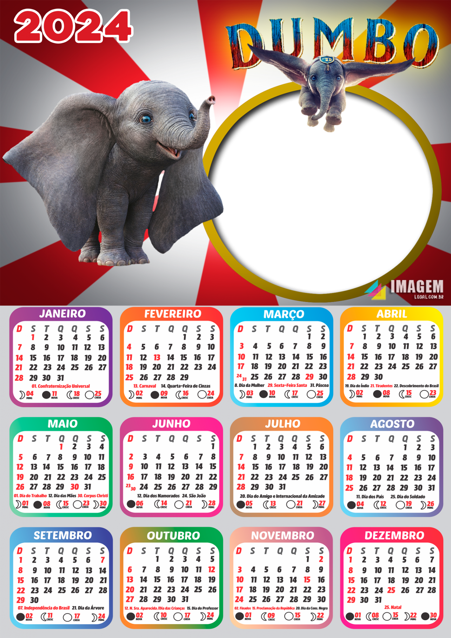 Moldura Calendário 2024 Zootopia PNG - Imagem Legal