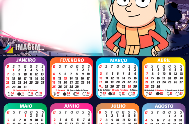 Calendário Gatinha Marie 2024 Moldura PNG - Digital Grátis