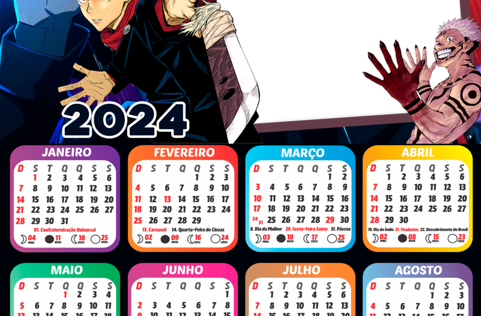 Moldura Calendário 2024 Jujutsu Kaisen PNG - Imagem Legal