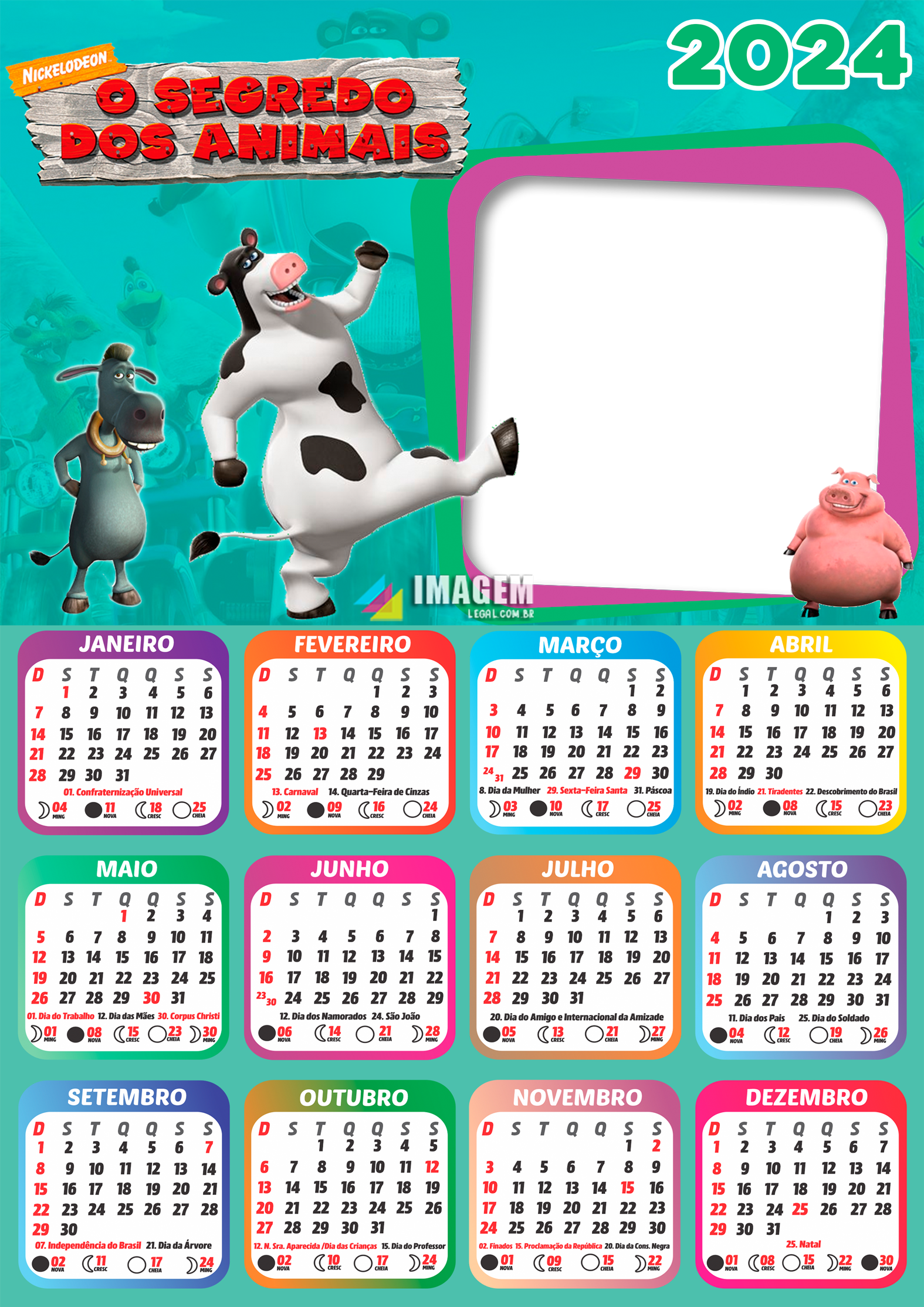 Moldura Calendário 2024 Zootopia PNG - Imagem Legal