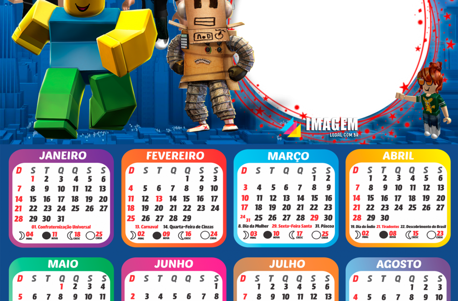 Arte Digital Calendário 2024 Roblox Game