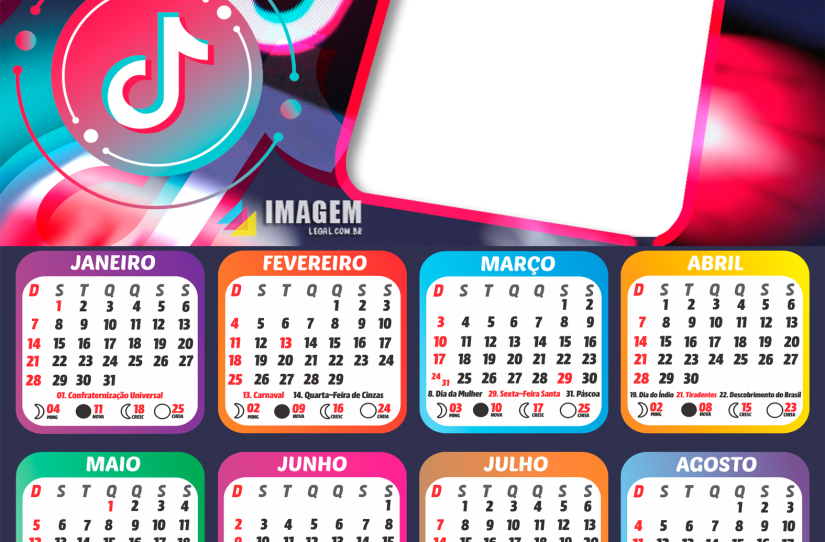 Moldura Calendário 2024 TikTok PNG - Imagem Legal