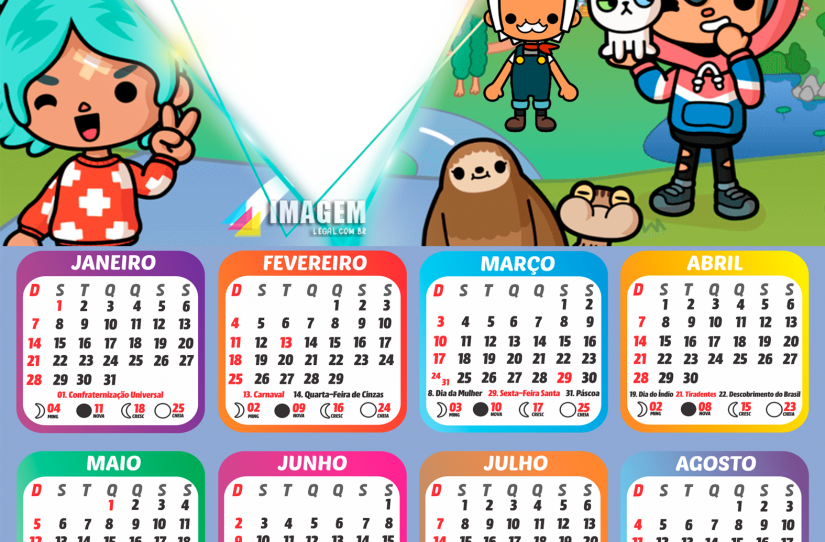 Calendário 2024 Luluca PNG Colagem de Foto - Imagem Legal