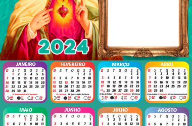 Calendário 2024 PNG Tema Religioso para Montagem de Foto Grátis