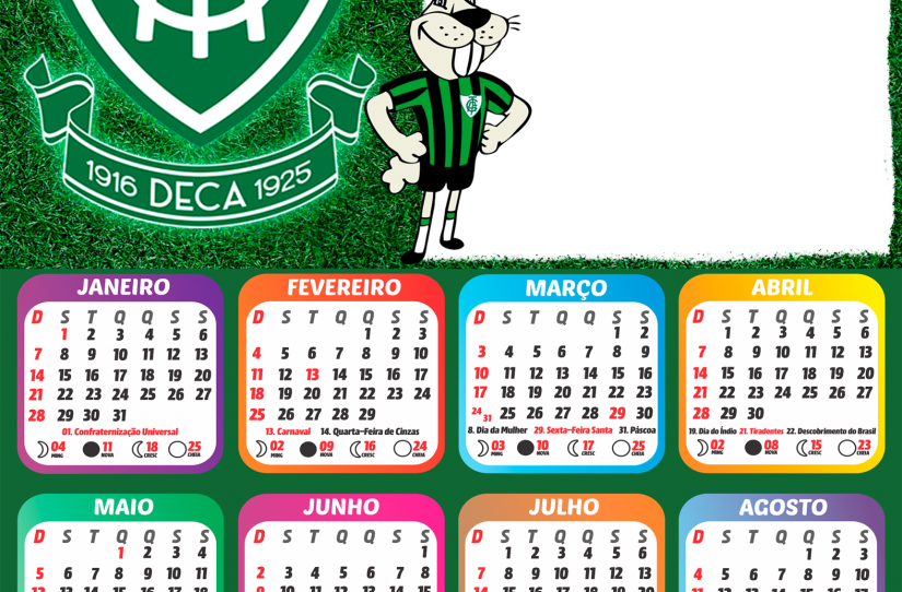 Calendário 2024 Time de Futebol em PNG para Colagem de Foto - Imagem Legal