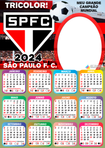 Calendário 2024 Time de Futebol em PNG para Colagem de Foto - Imagem Legal