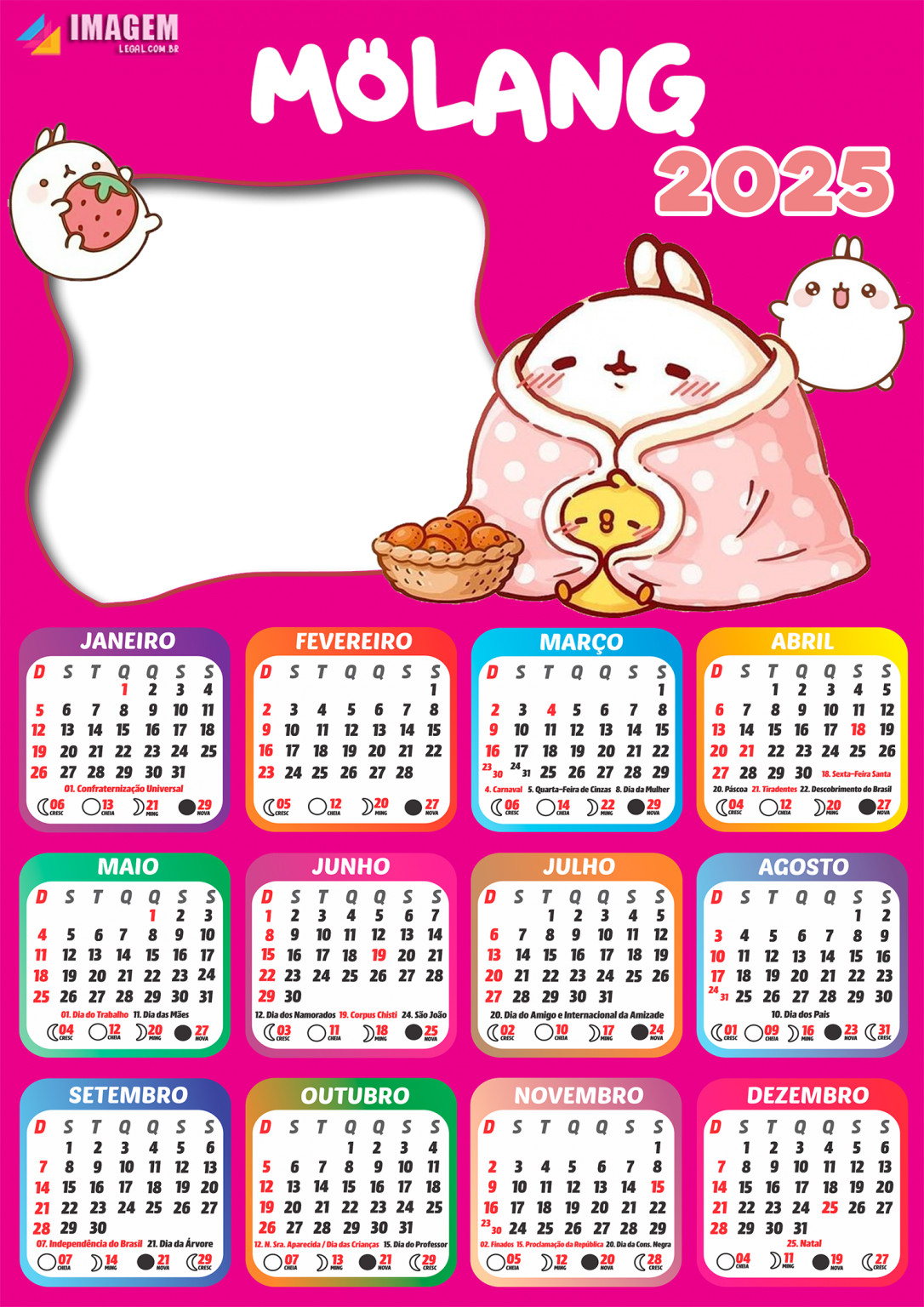 Calendário 2025 Molang PNG Imagem Legal
