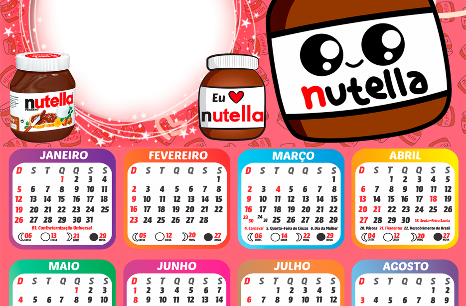 Calendário 2025 Nutella PNG Imagem Legal