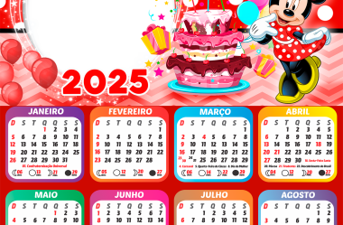 Calendário 2025 de Aniversário para Colagem de Foto