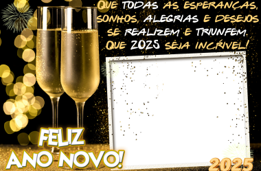Moldura de Feliz Ano Novo 2025 para Colagem de Foto