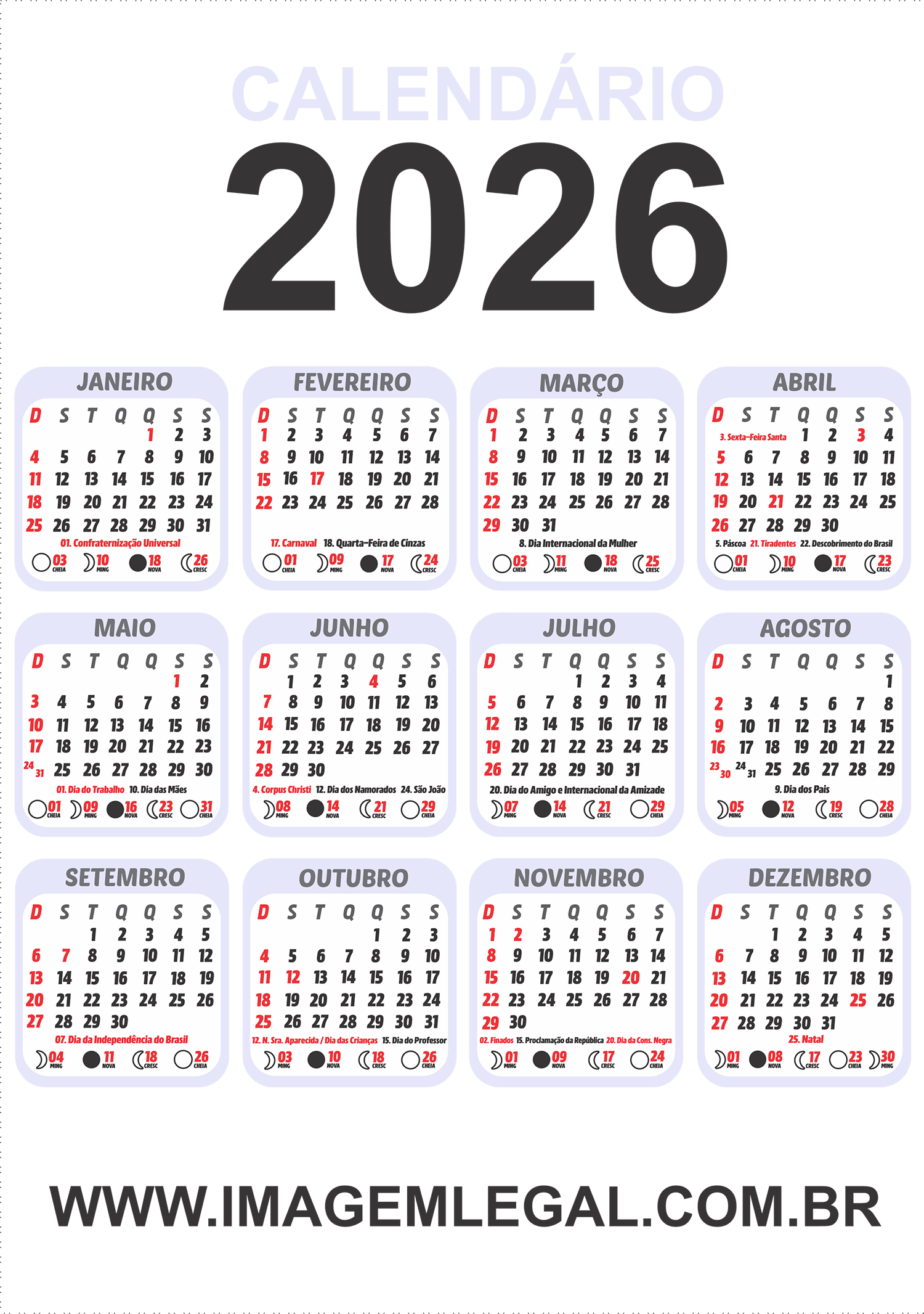 Calend rio 2026 Com Feriados Em PNG Para Imprimir Imagem Legal Calend rio 2026 Com Feriados Em PNG Para Imprimir Imagem Legal