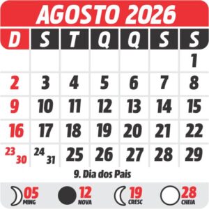 Calend rio 2026 Agosto Para Imprimir Imagem Legal