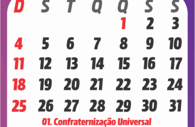 Calendário 2026 com Feriados em PNG para Imprimir