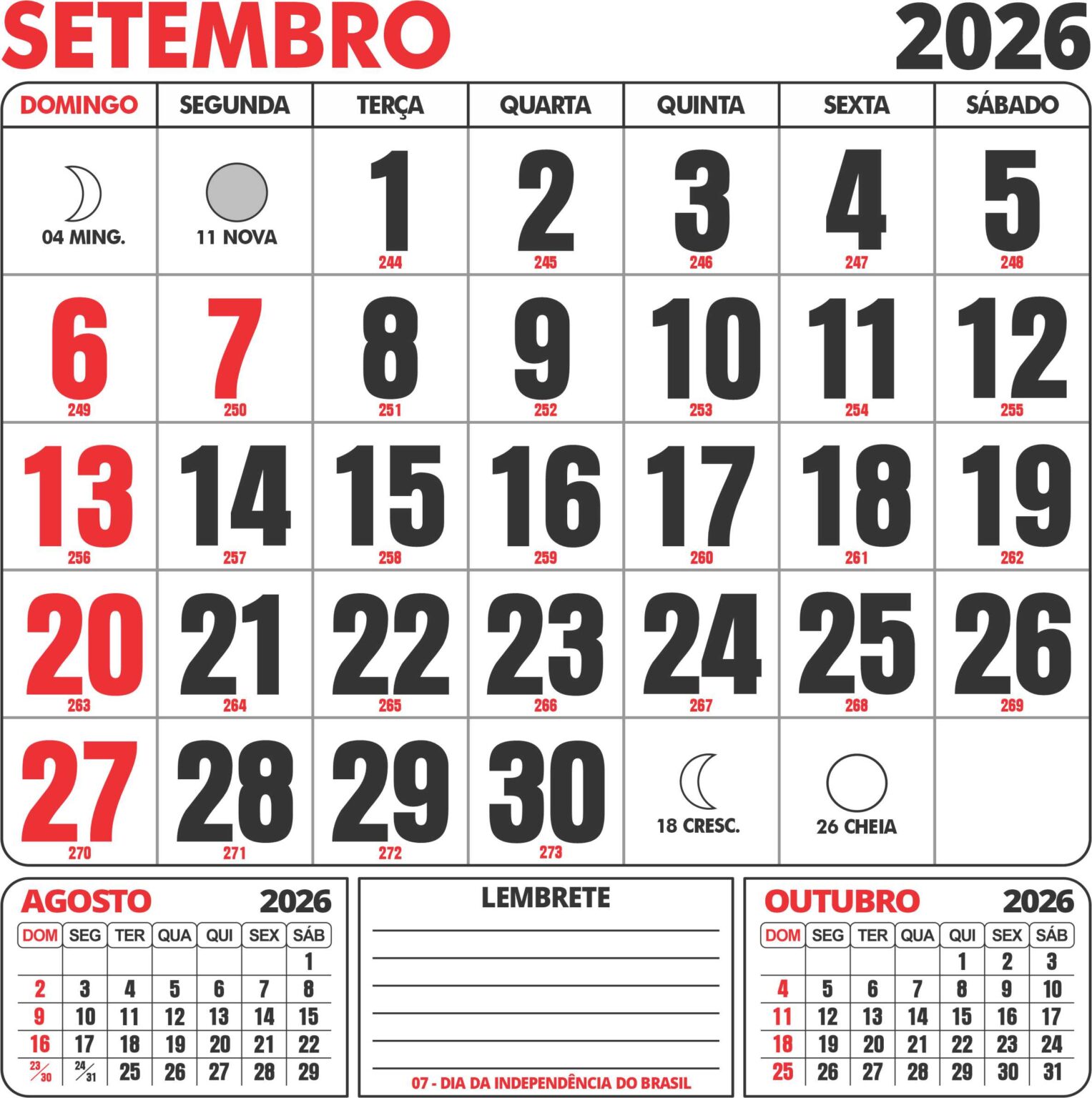 Calend rio Setembro 2026 Com Feriados Imagem Legal